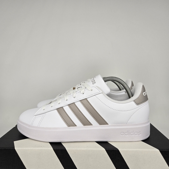 adidas Shoes - adidas Womwn's Grand Court White Platinum Metallic Tennis Shoes GW9215 Size 6.5